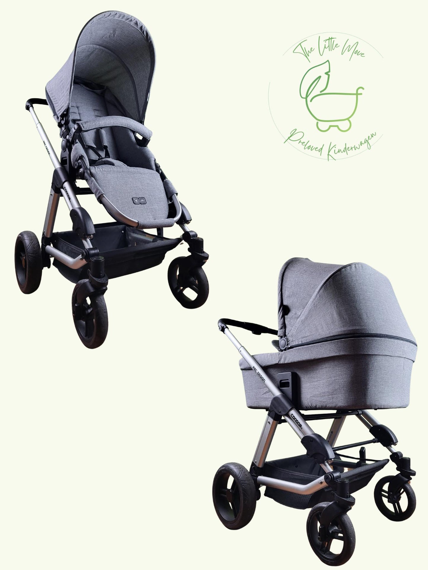 Pre-order Vip Abc Design Condor 4 - Kombikinderwagen (liegewanne Und Sportsitz) - Grau In Gutem Zustand Kinderwagen